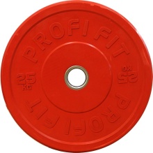 Диск для штанги каучуковый, цветной D51 мм PROFI-FIT 25 кг